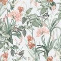 Mint Birds And Dragonflies Botanical Wallpaper - Light Green Ground pattern