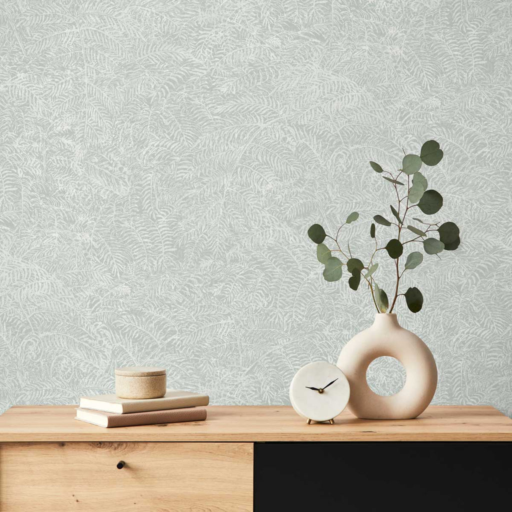 Fern Texture Wallpaper - Light Green room view