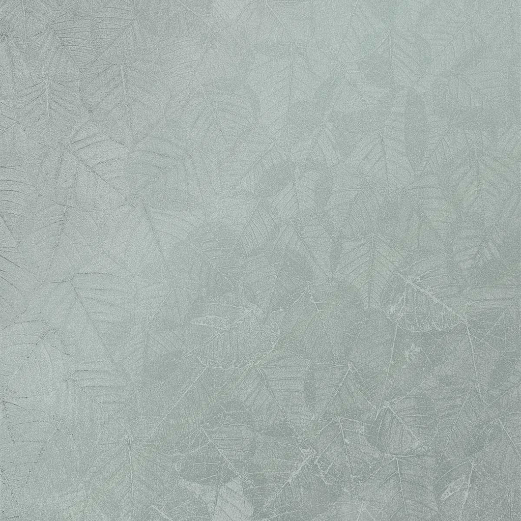 Luminous Leaf Collage Wallpaper - Green on Foil pattern
