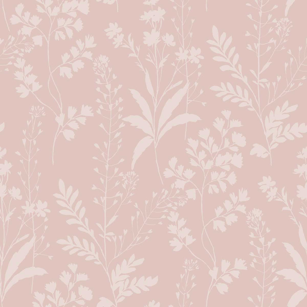 Wildflower Silhouettes Wallpaper - Pink pattern