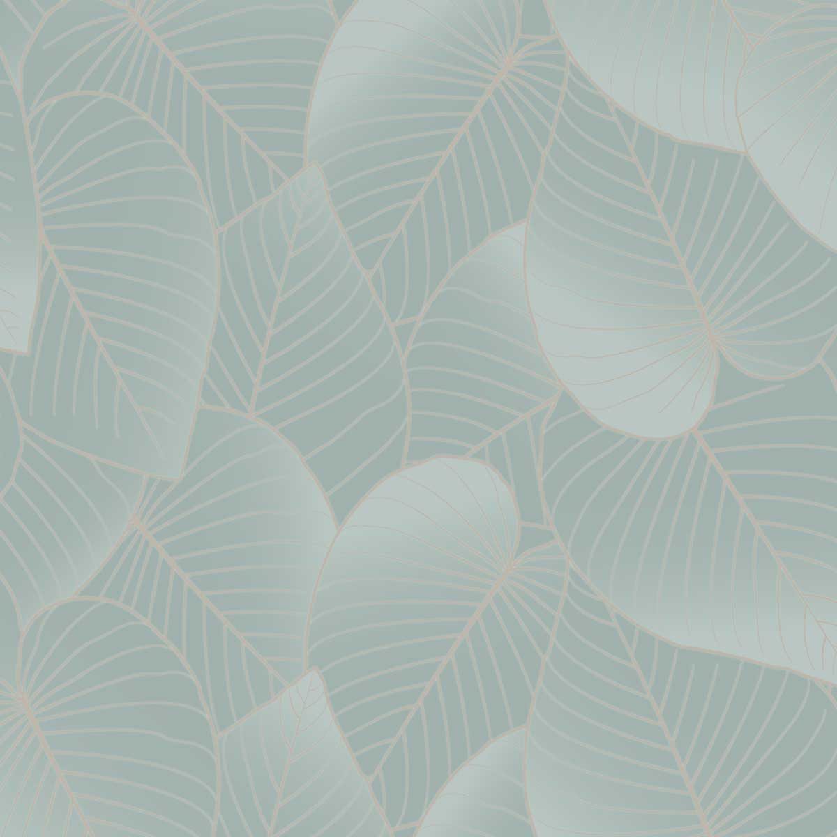 Graphic Leaves Wallpaper - Light Green pattern