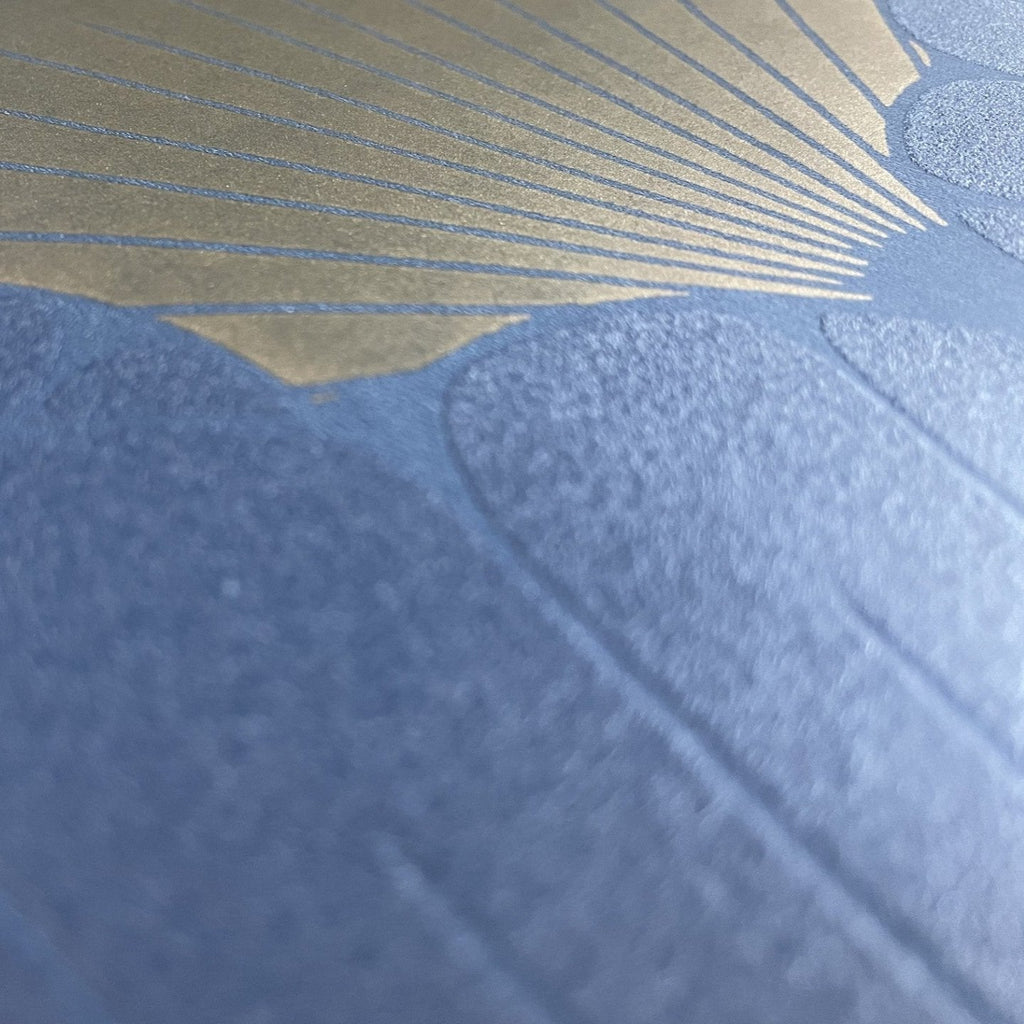 Giant Art Deco Gingko Leaf Wallpaper - Blue room view