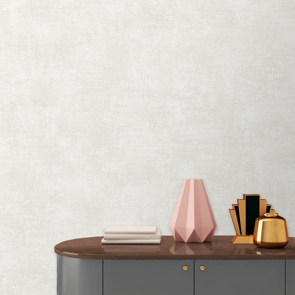 Washed Linen Texture Wallpaper - Ecru room view