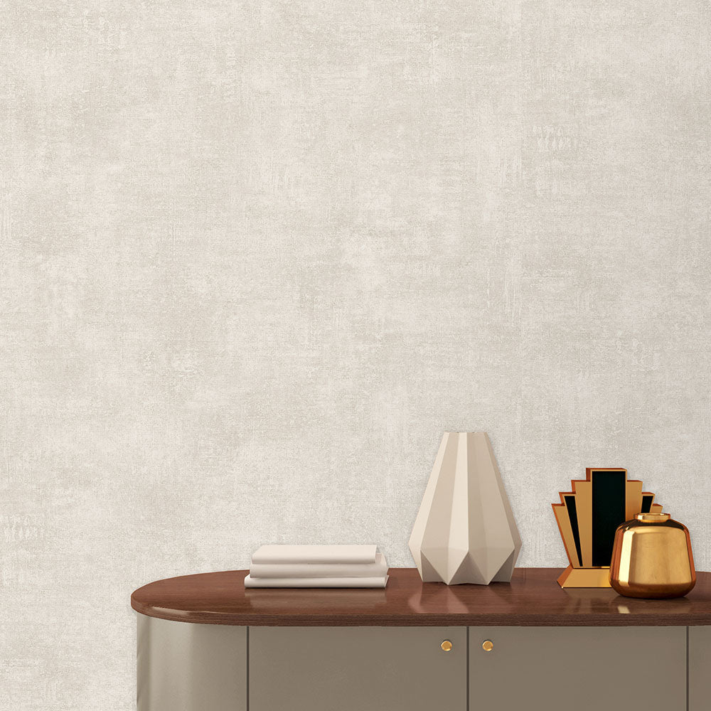 Washed Linen Texture Wallpaper - Cream room view