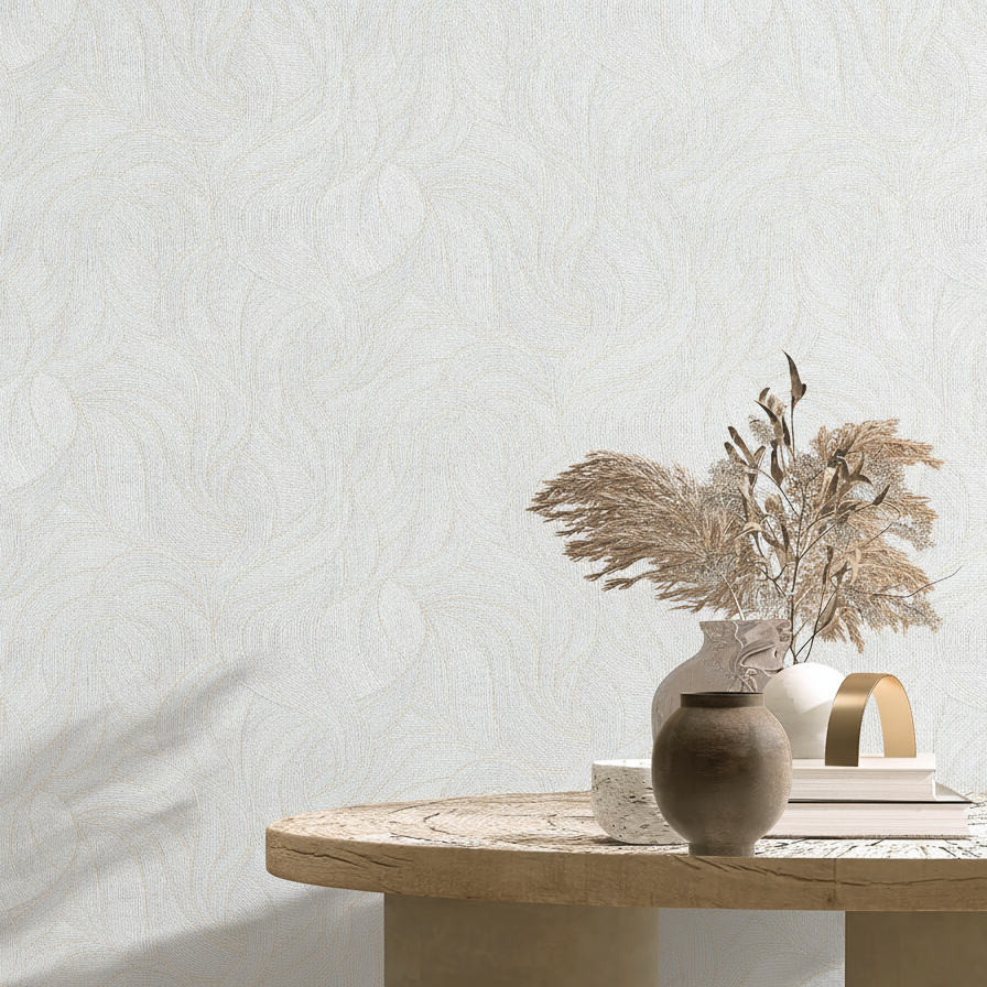 Linen Slub Wallpaper - White room view