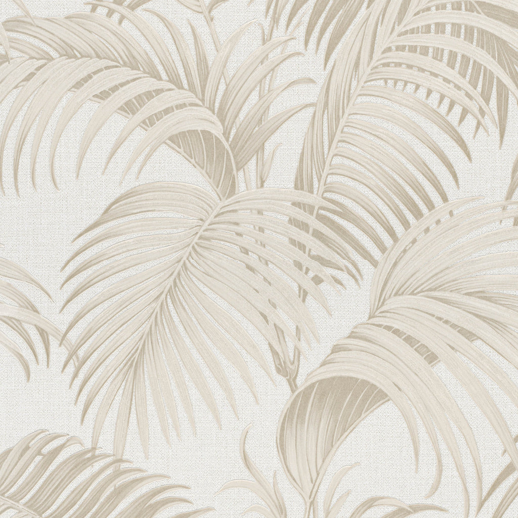 Sculpted Tropical Leaf Wallpaper - Taupe pattern