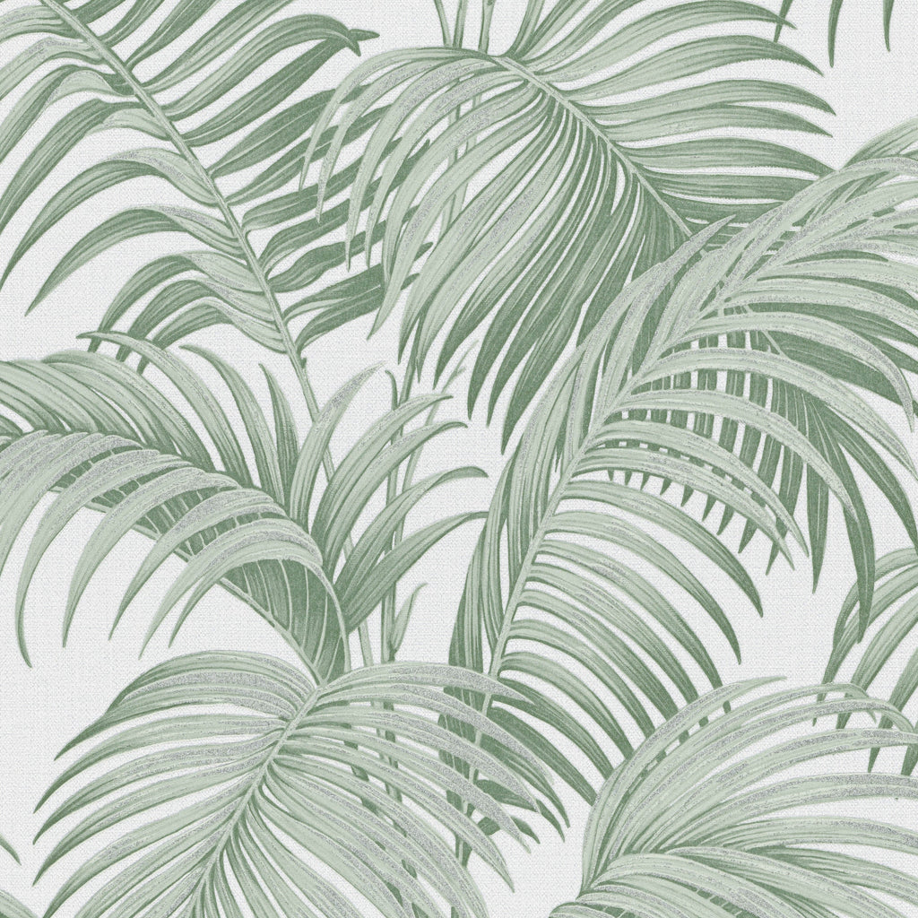 Sculpted Tropical Leaf Wallpaper - Green pattern