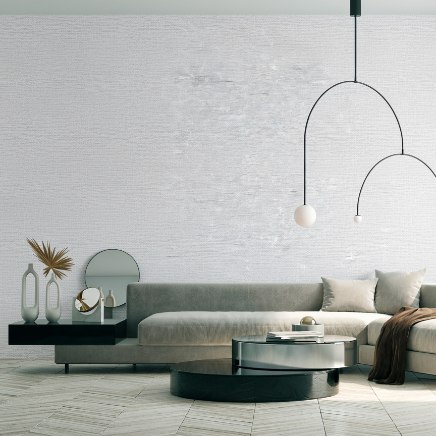 Linen Slub Wallpaper - Grey room view
