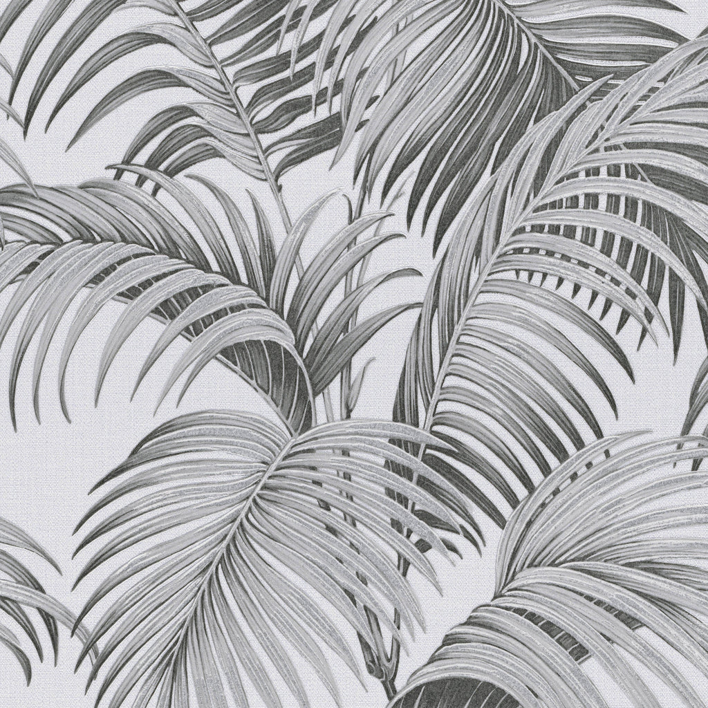 Sculpted Tropical Leaf Wallpaper - Warm Grey pattern