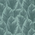 Etched Palm Canopy Wallpaper - Green pattern