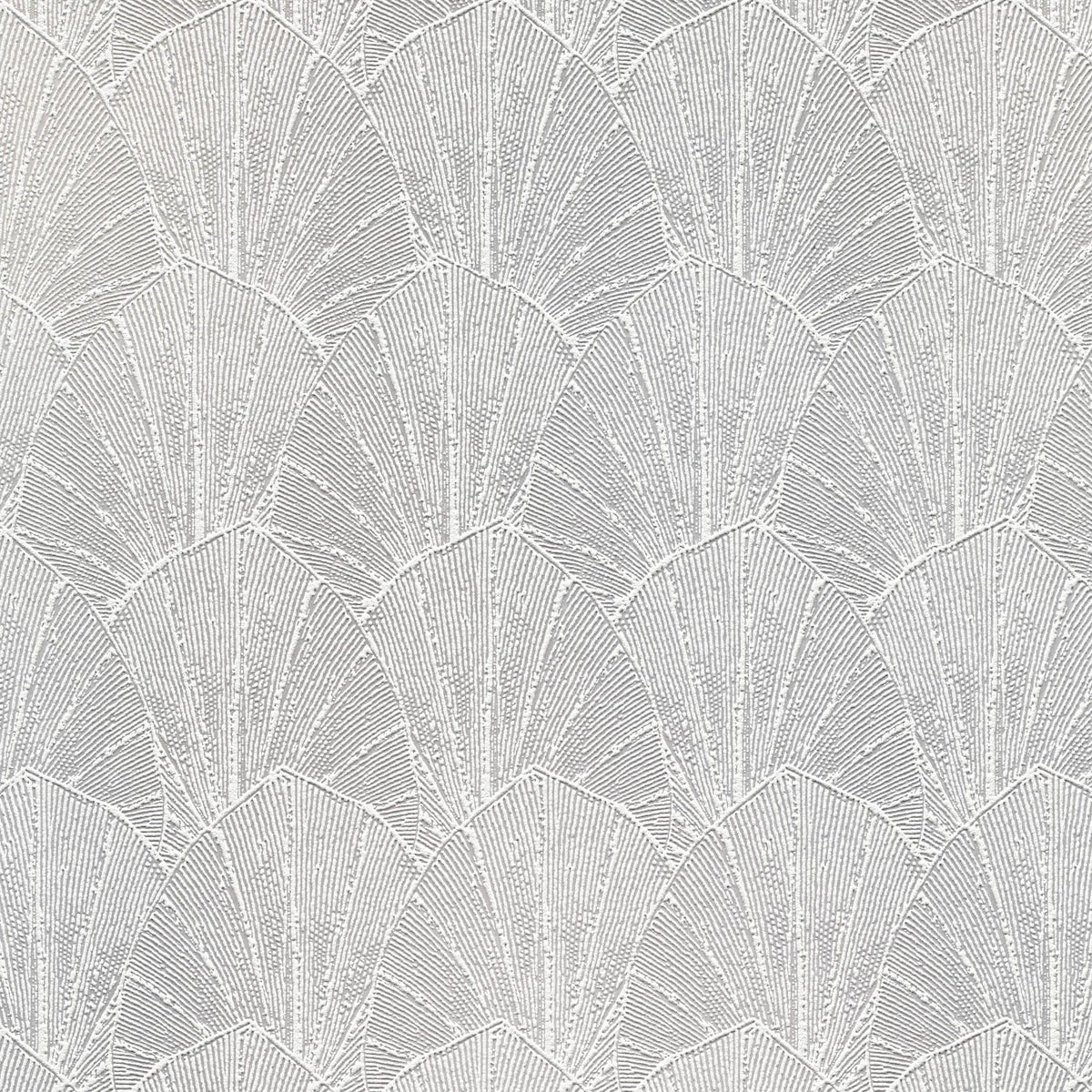 Sculpted Fan Leaf Wallpaper - Cream pattern