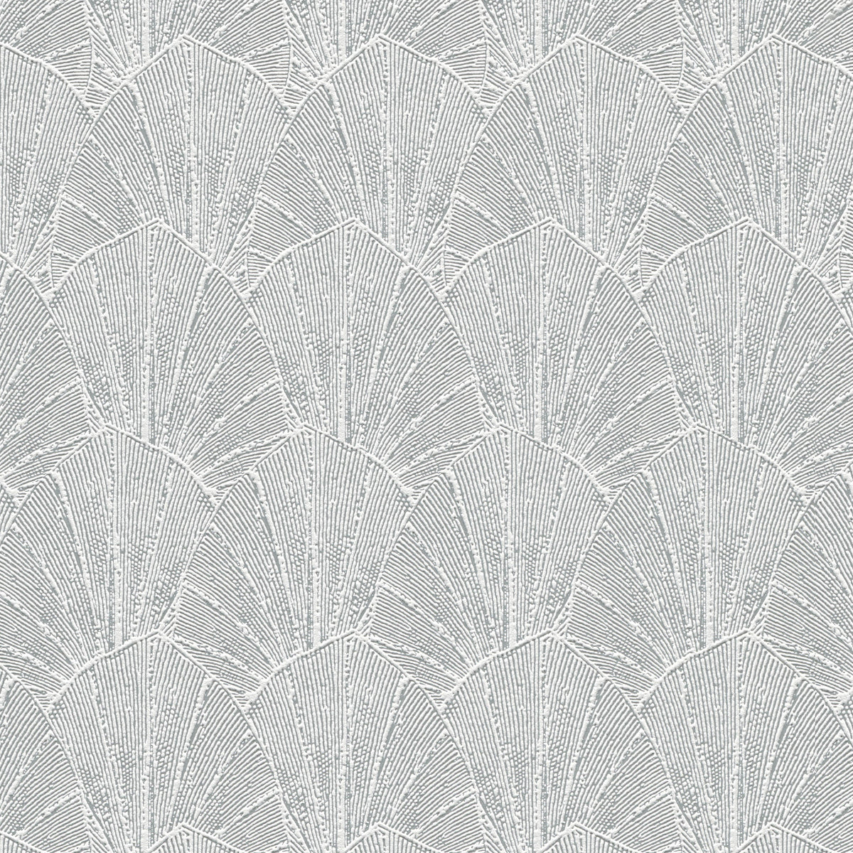 Sculpted Fan Leaf Wallpaper - Silver pattern