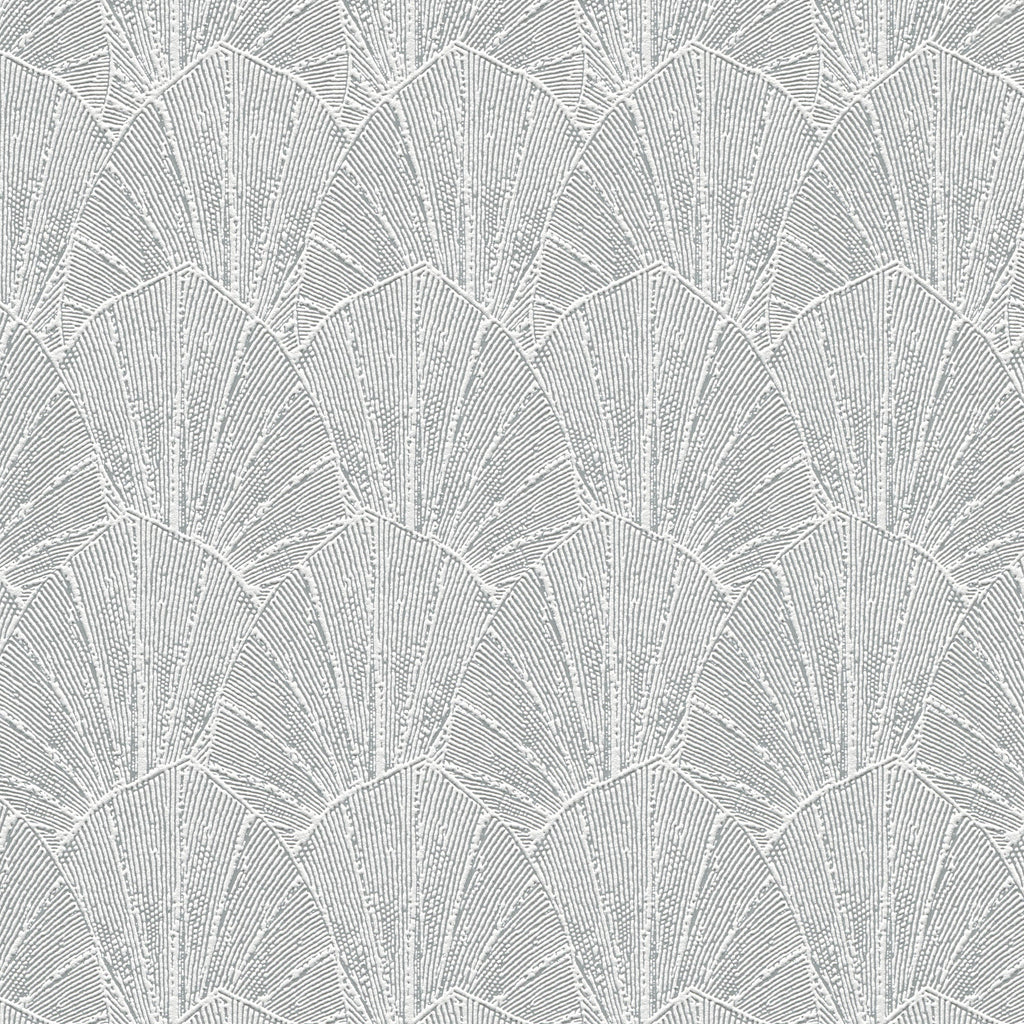 Sculpted Fan Leaf Wallpaper - Silver pattern