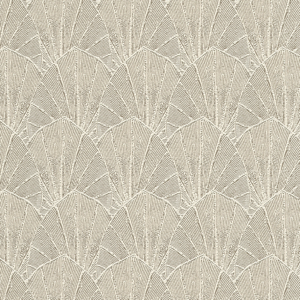 Sculpted Fan Leaf Wallpaper - Gold pattern