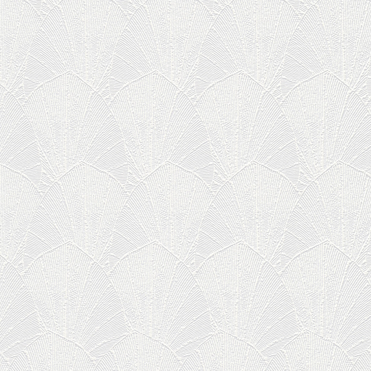 Sculpted Fan Leaf Wallpaper - Light Grey pattern