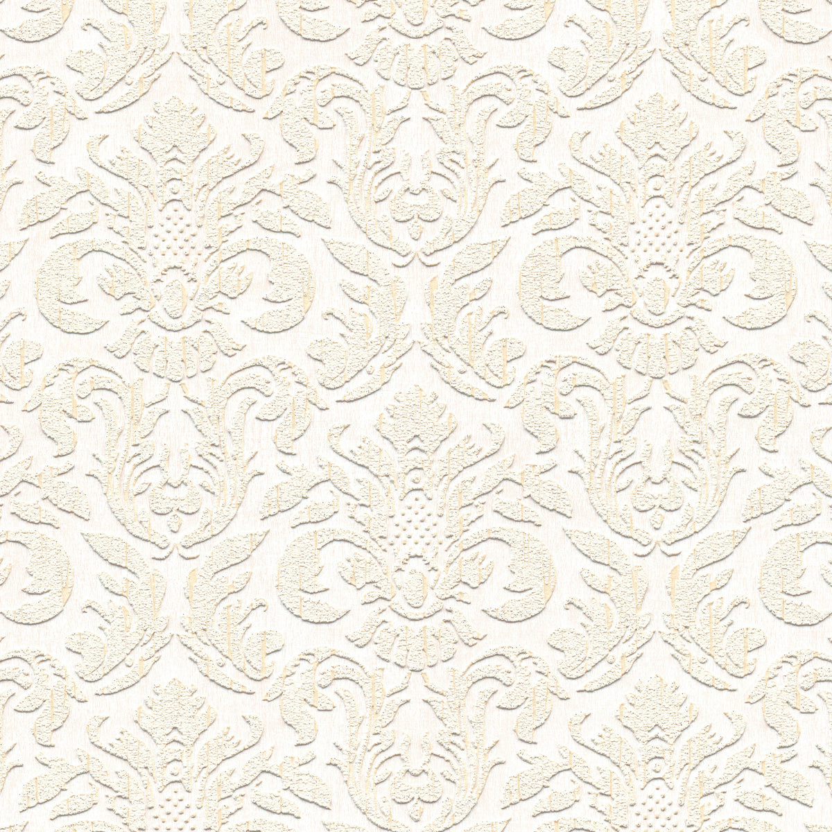 Sculpted Damask Wallpaper - Beige pattern