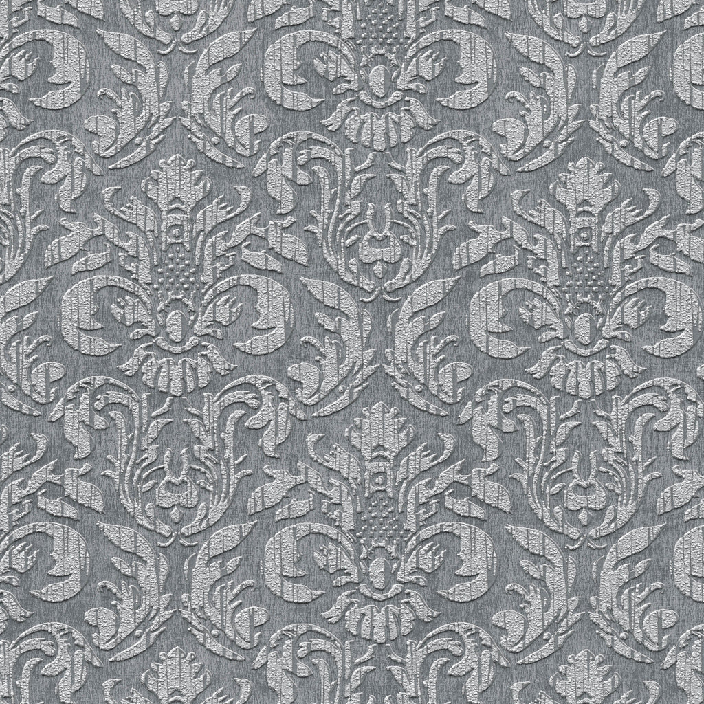 Sculpted Damask Wallpaper - Anthracite pattern