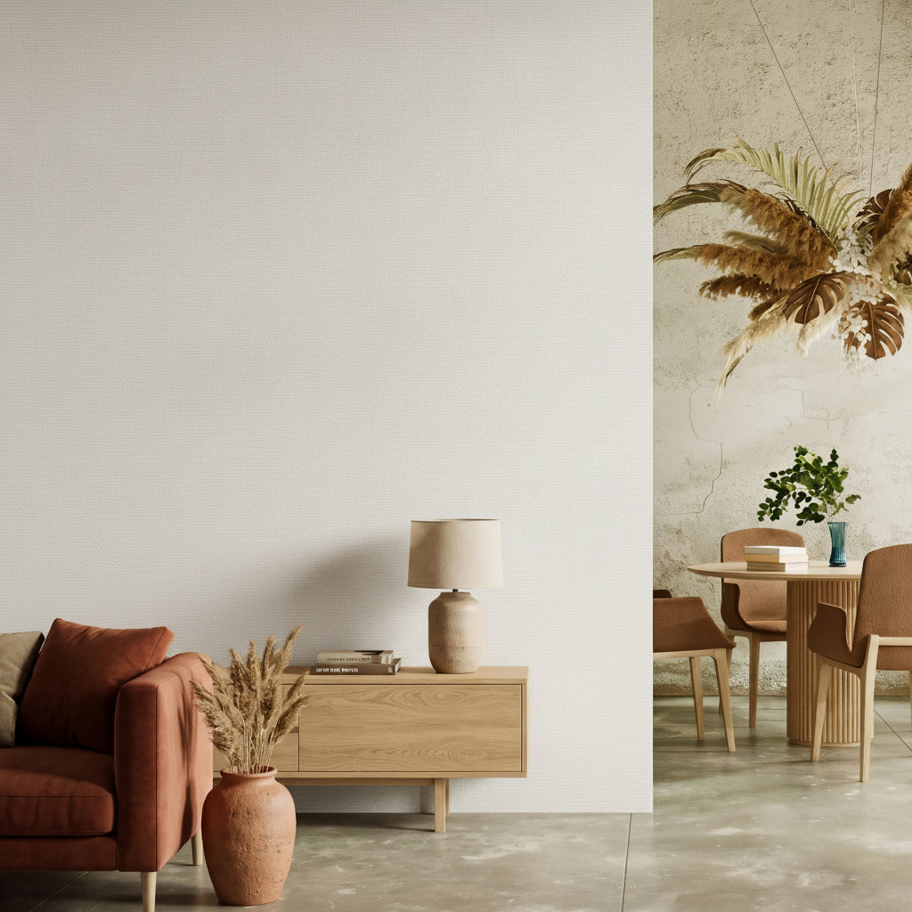 Micro Strata Wallpaper - Cream room view