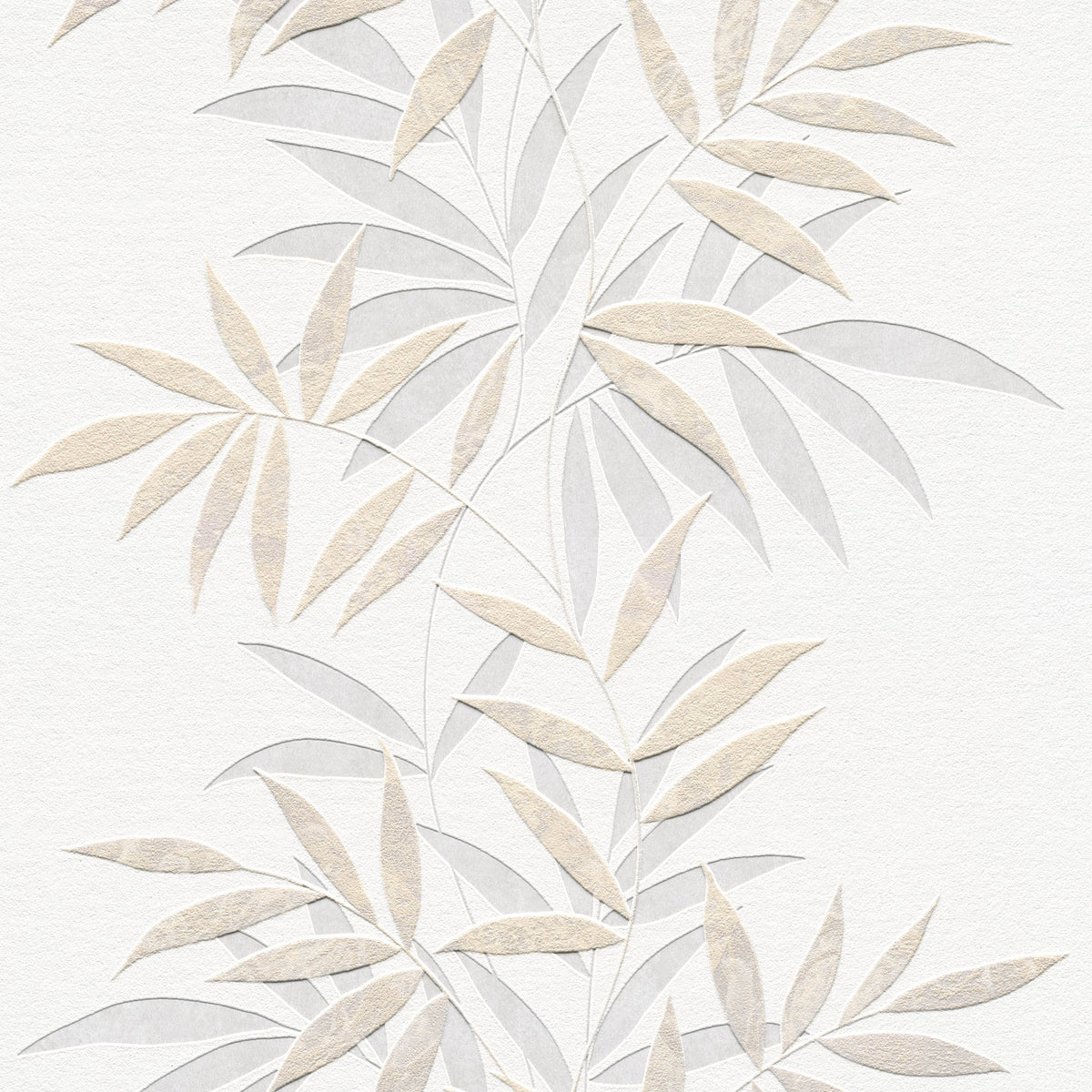 Raised Bamboo Leaf Wallpaper - Beige pattern