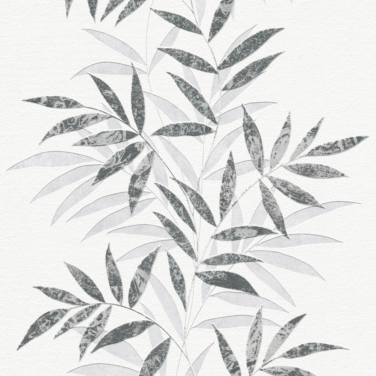 Raised Bamboo Leaf Wallpaper - Black pattern