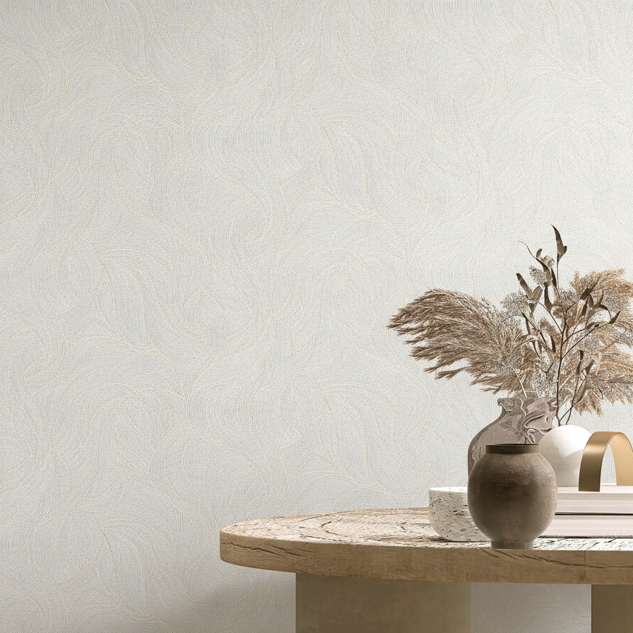 Sculpted Whispering Dunes Wallpaper - Beige room view