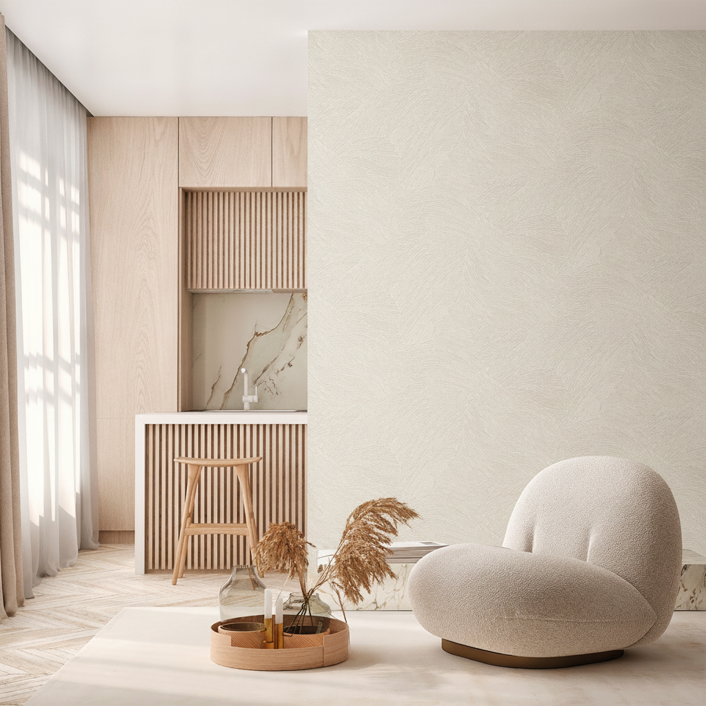 Sculpted Whispering Dunes Wallpaper - Brown room view