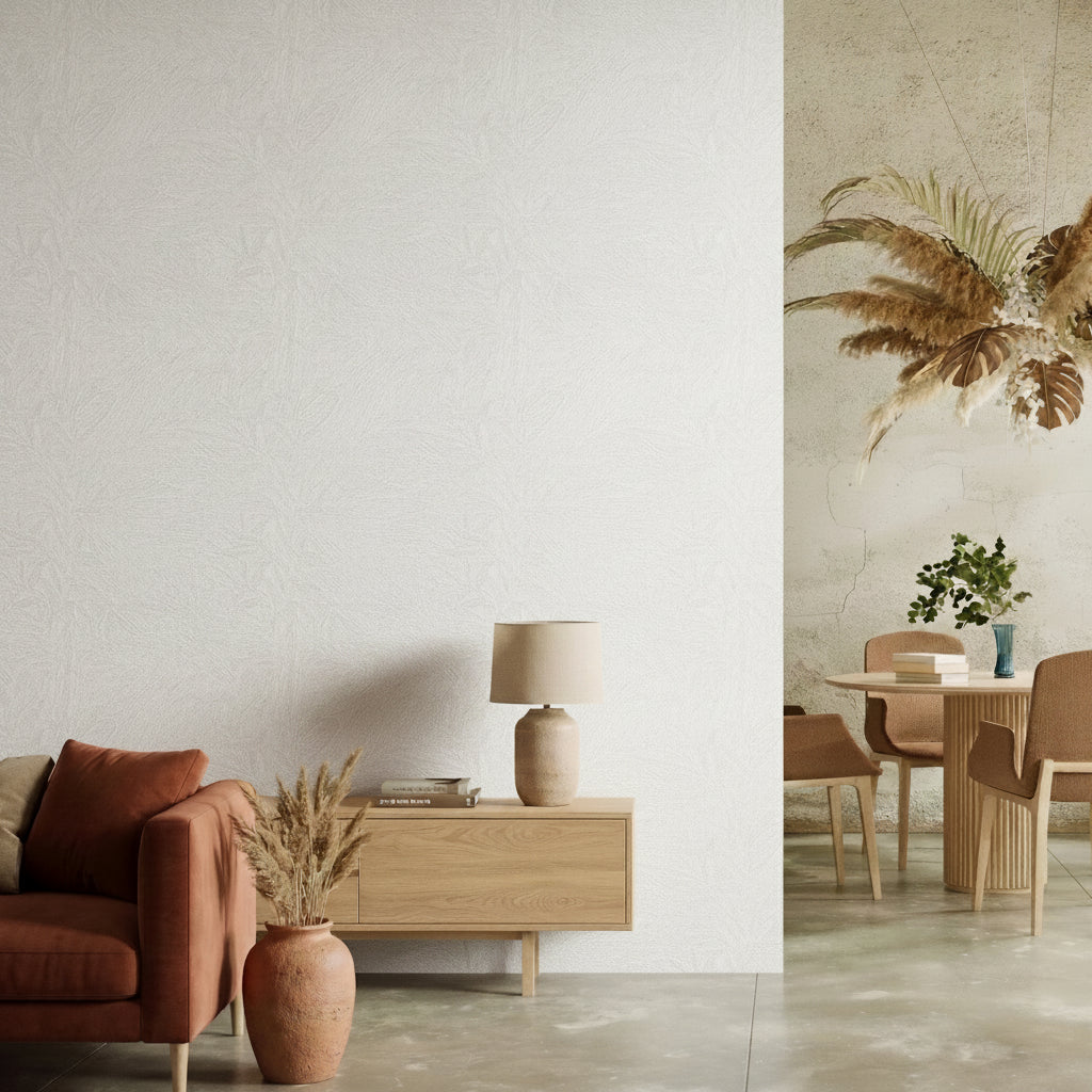 Sculpted Whispering Dunes Wallpaper - Cream room view