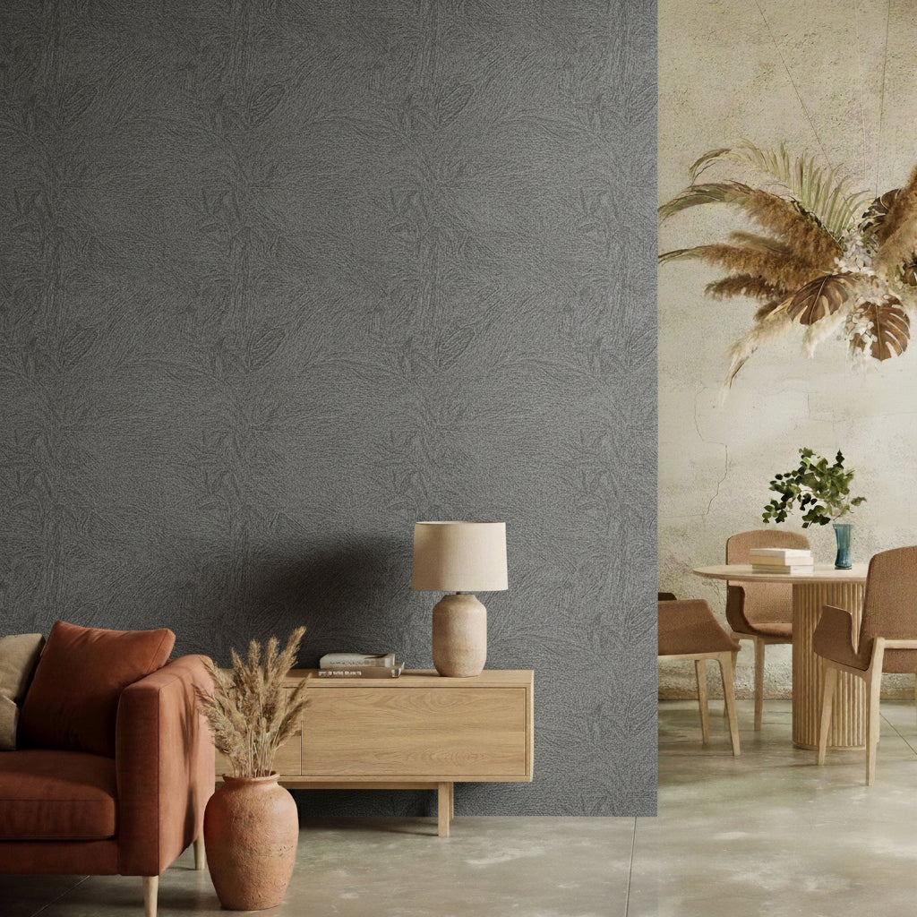Sculpted Whispering Dunes Wallpaper - Anthracite room view