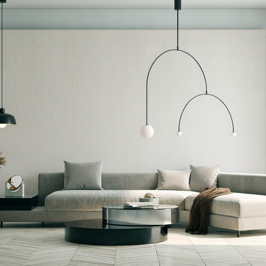 Sculpted Vertical Reed Wallpaper - Beige room view
