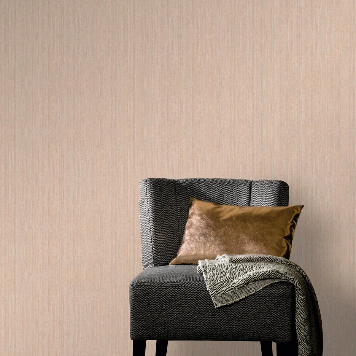 Fine Vertical Linen Texture Wallpaper - Orange room view