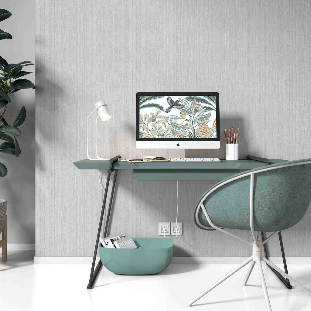 Fine Vertical Linen Texture Wallpaper - Grey room view