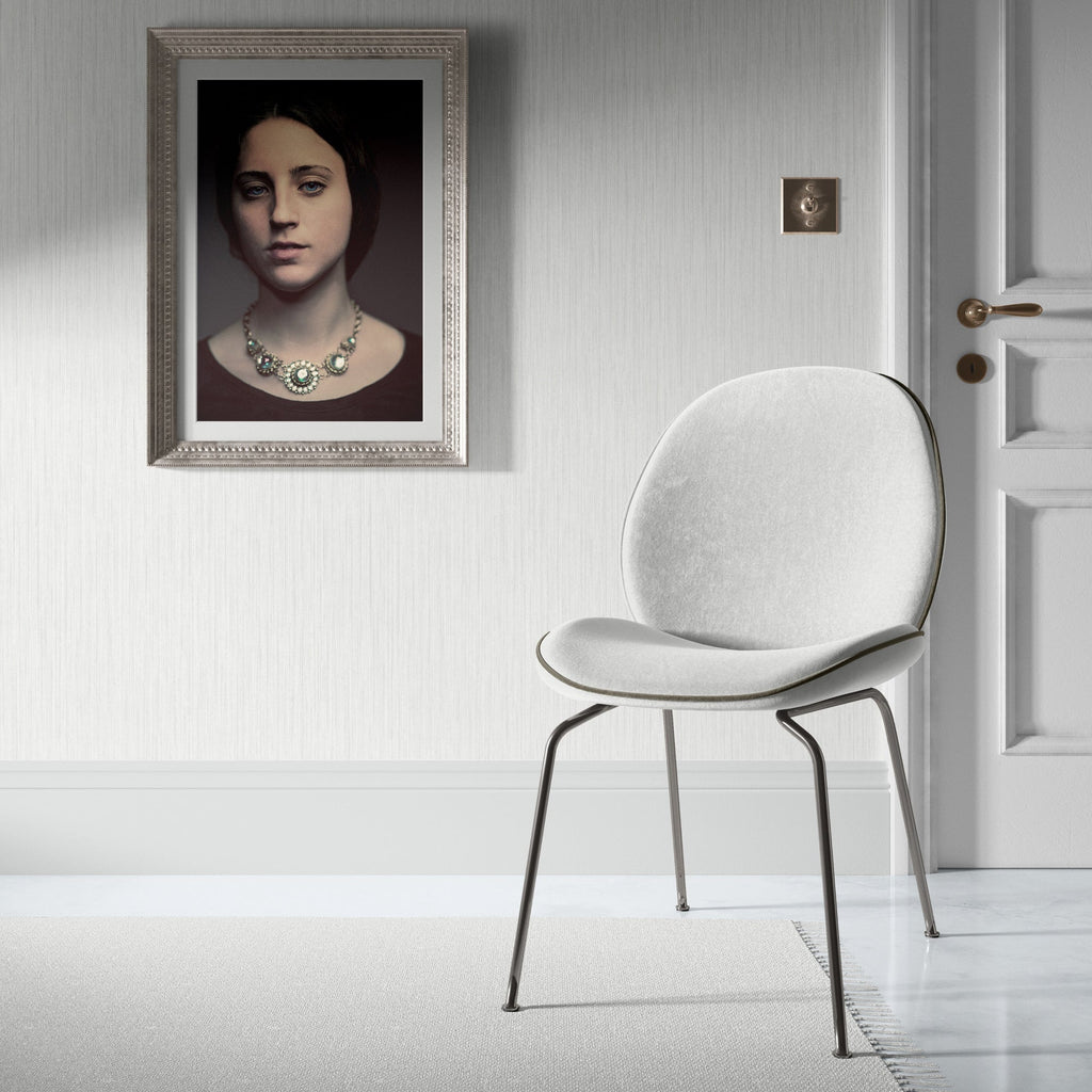 Fine Vertical Linen Texture Wallpaper - Light Grey room view