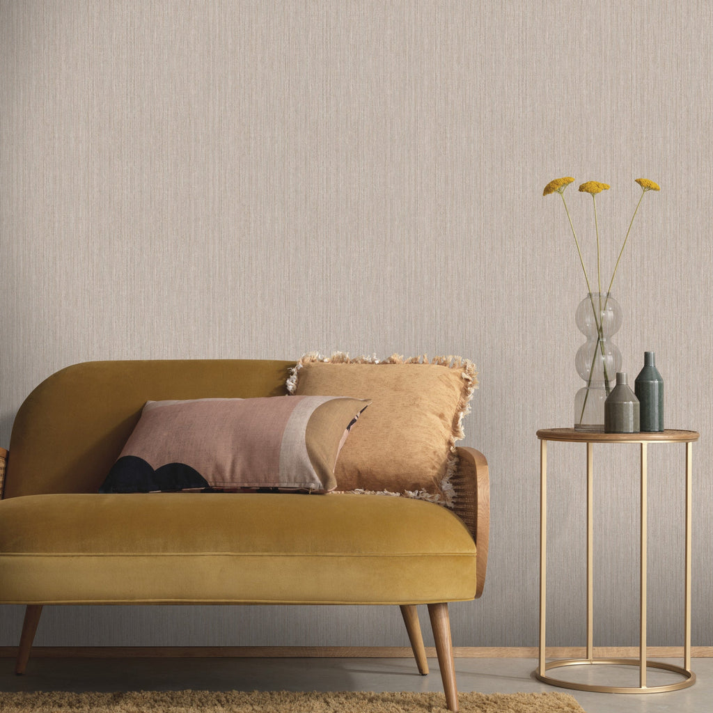 Fine Vertical Linen Texture Wallpaper - Hazel room view