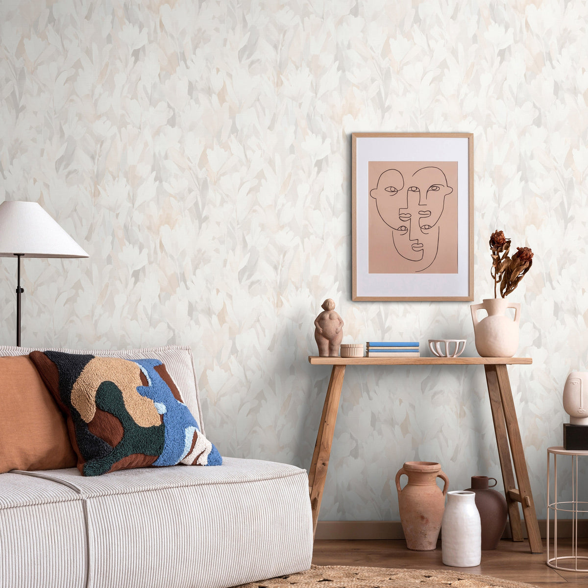 Sylvan Blooms Wallpaper - Beige room view