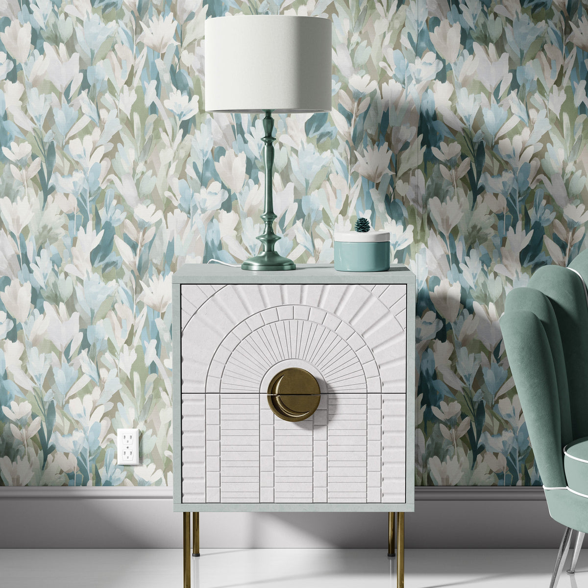 Sylvan Blooms Wallpaper - Green room view