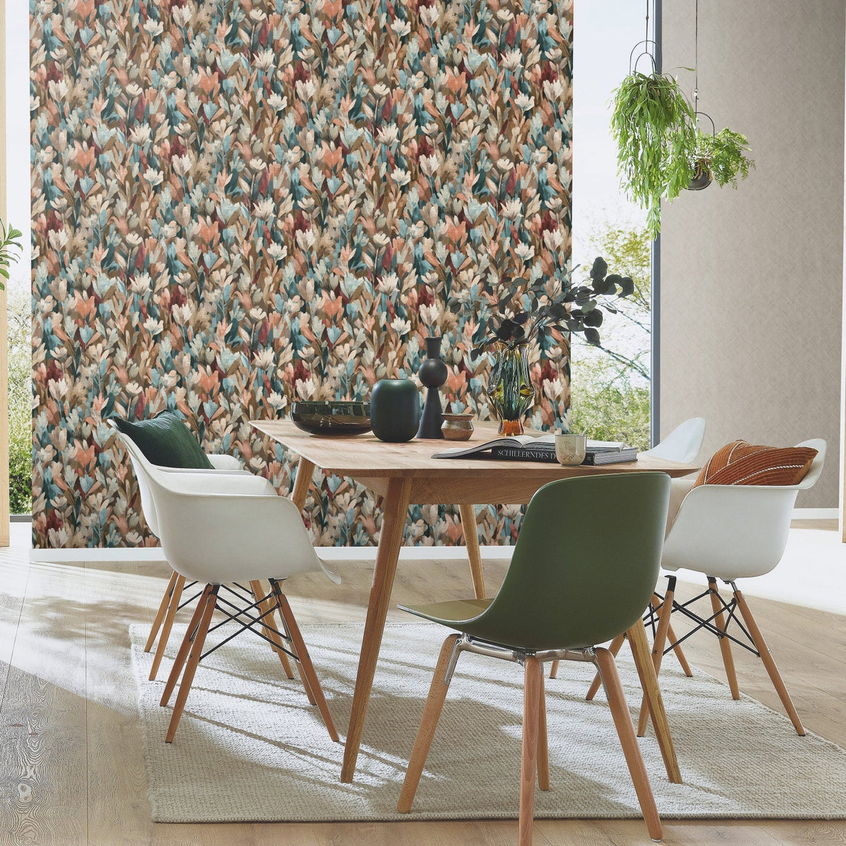 Sylvan Blooms Wallpaper - Brown room view