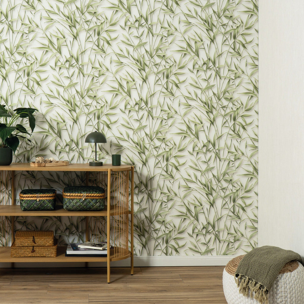 Sylvan Bamboo Fronds Wallpaper - Green room view