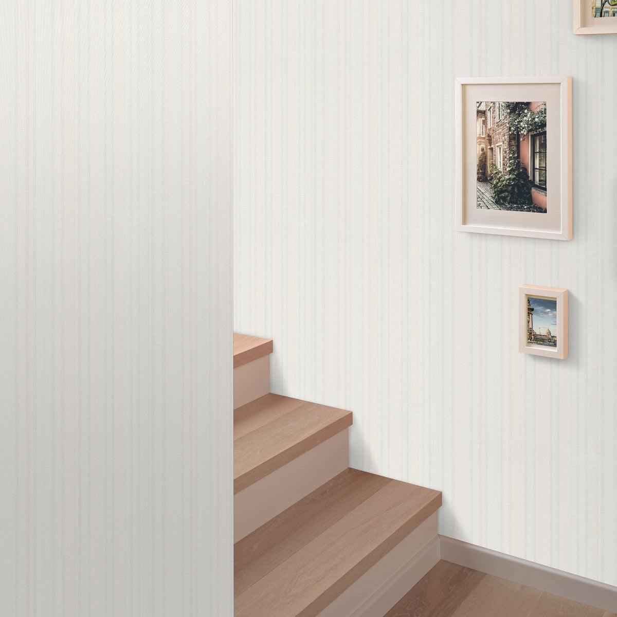 Soft Watercolor Stripe Wallpaper - Creme room view