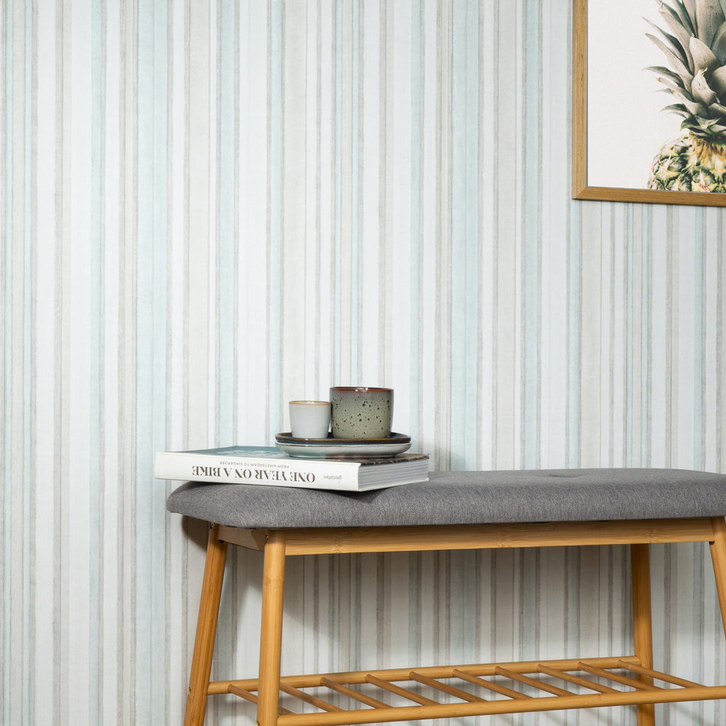 Soft Watercolor Stripe Wallpaper - Petroleum room view