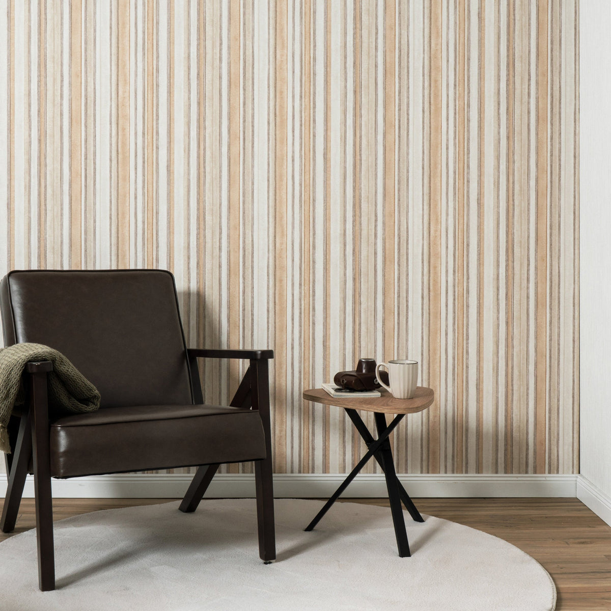 Soft Watercolor Stripe Wallpaper - Hazel room view