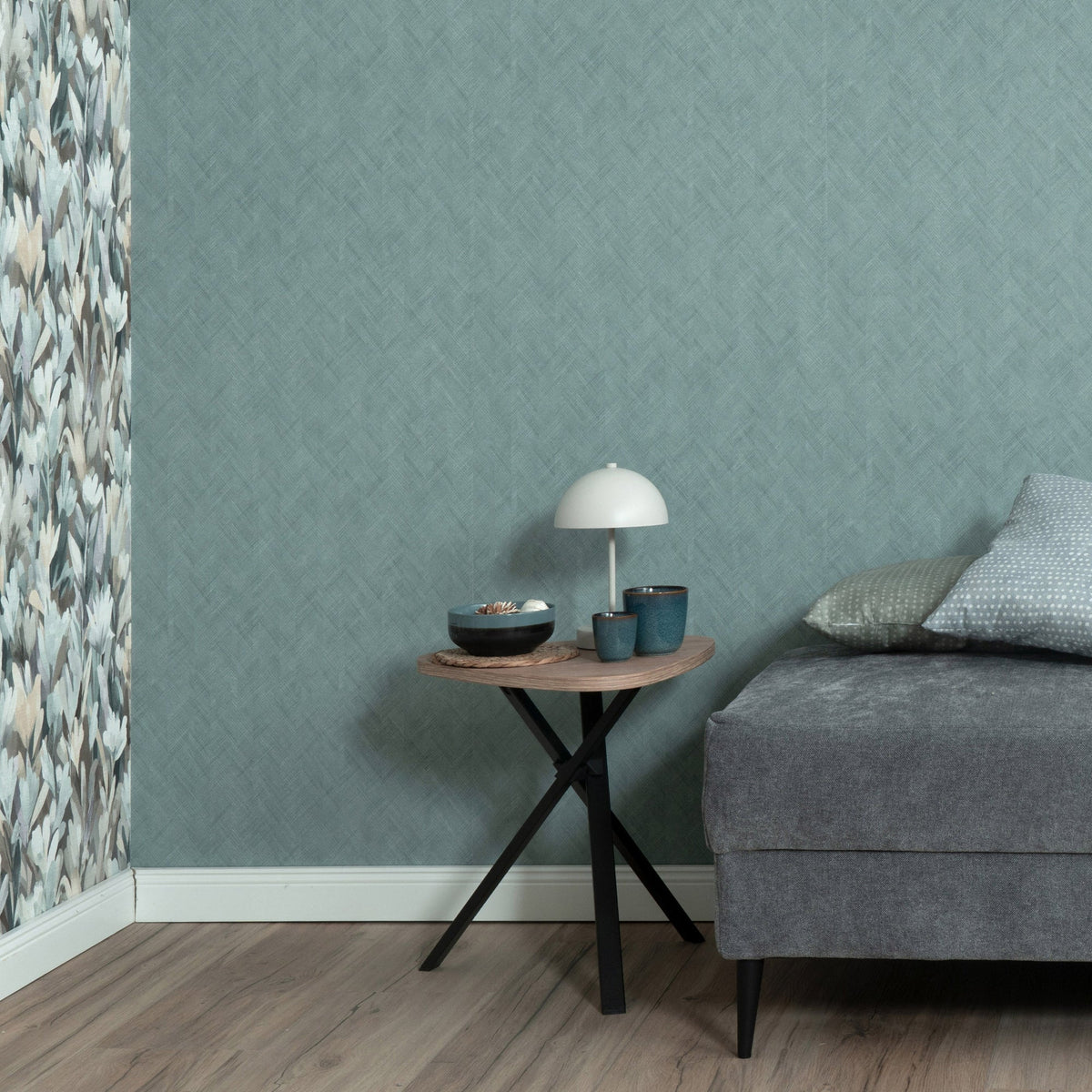 Rythmic Chevron Stripe Wallpaper - Petroleum room view