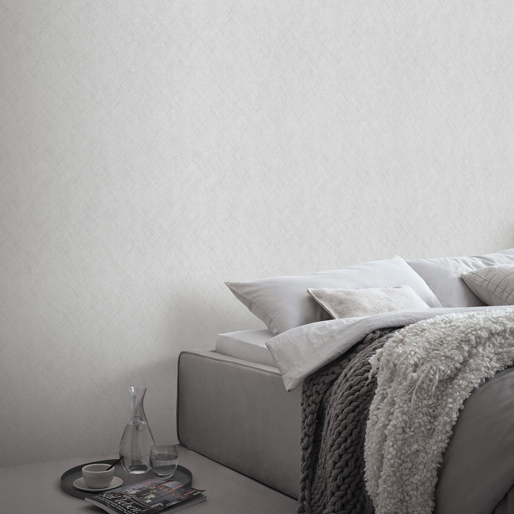 Rythmic Chevron Stripe Wallpaper - Light Grey room view