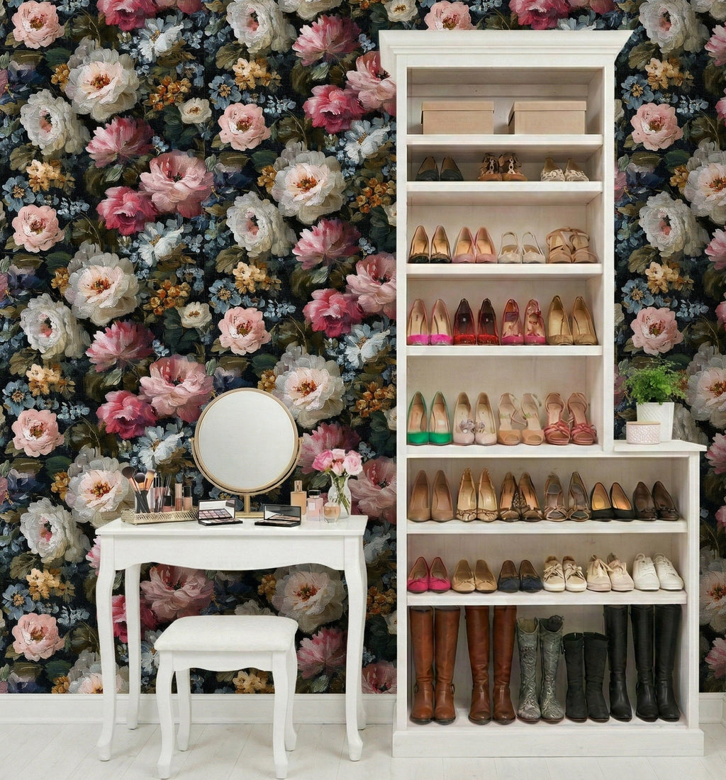 Floral Painting Peel & Stick Wallpaper - Multicolor Pink room view