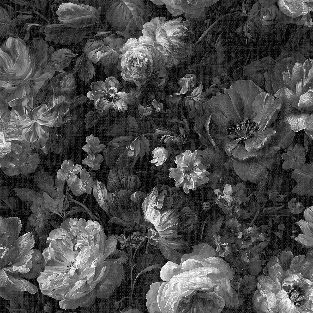 Vintage Floral Peel & Stick Wallpaper - Black & White pattern