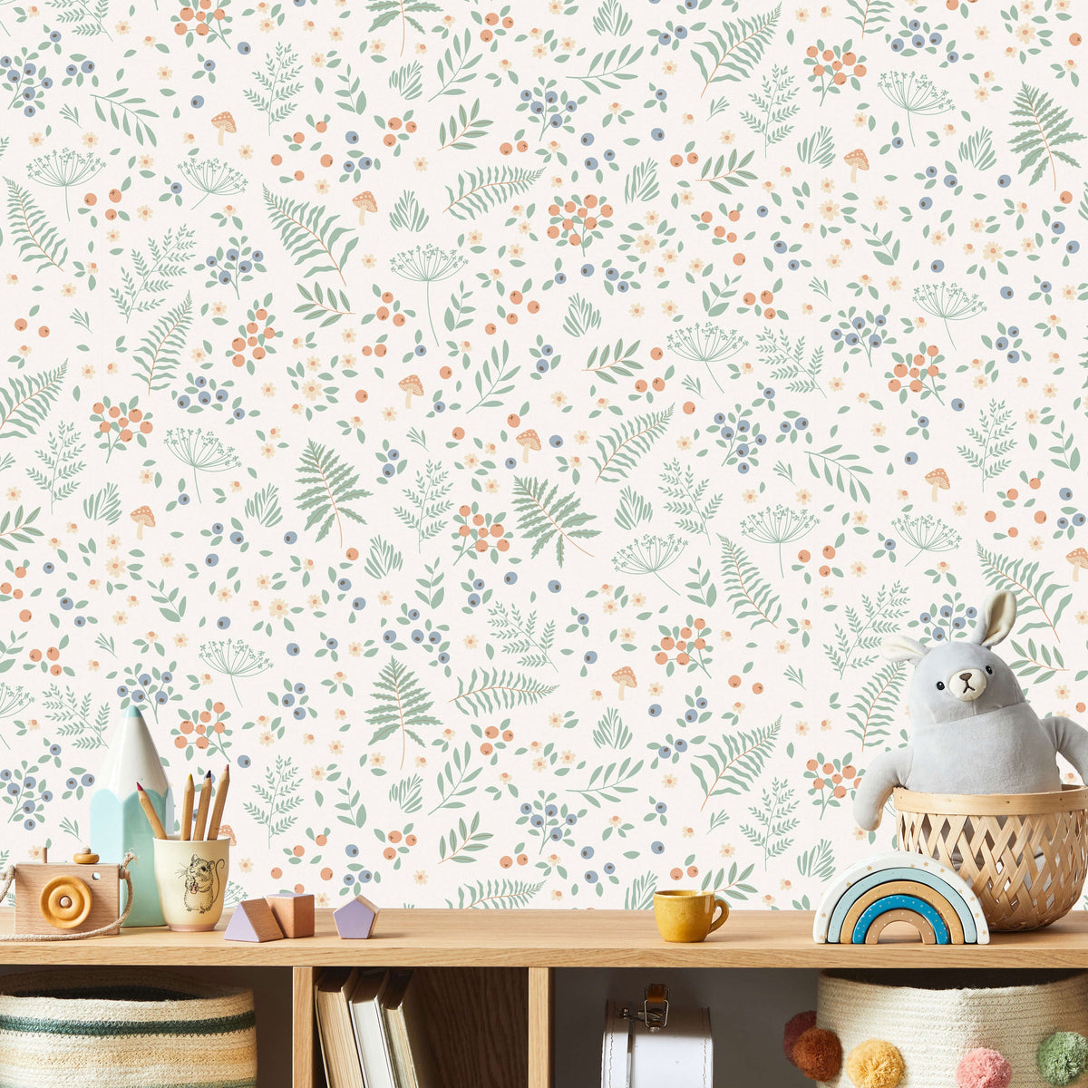 Bramble and Bloom Wallpaper - Blue room view