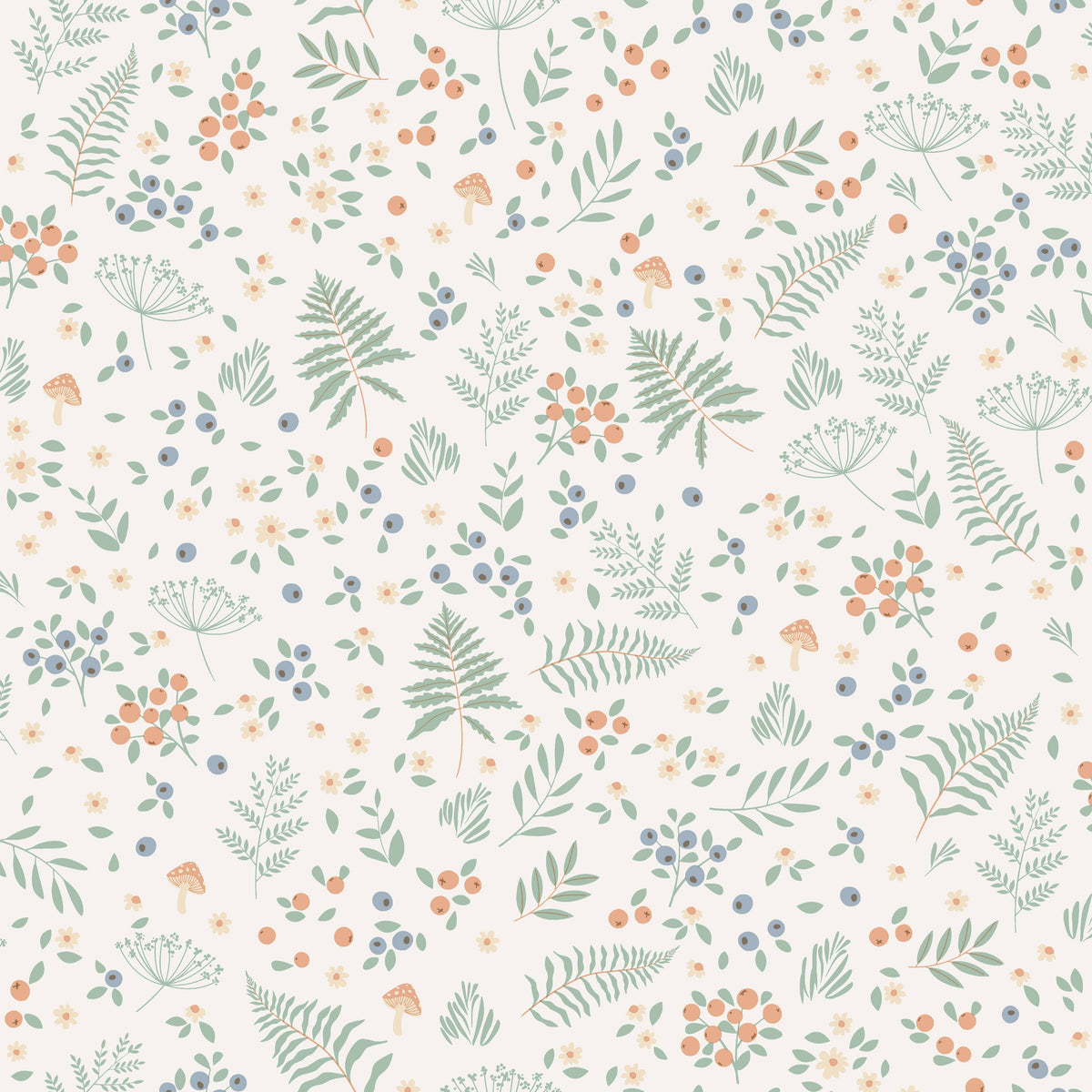 Bramble and Bloom Wallpaper - Blue pattern