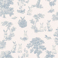 Cottontails Bunny Toile Wallpaper - Blue pattern