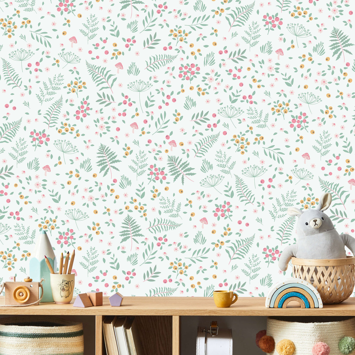 Bramble and Bloom Wallpaper - Pink room view
