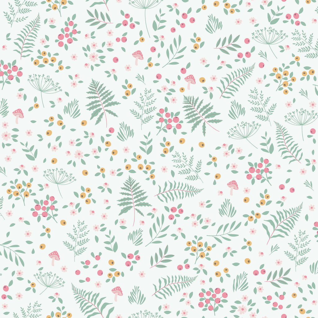 Bramble and Bloom Wallpaper - Pink pattern