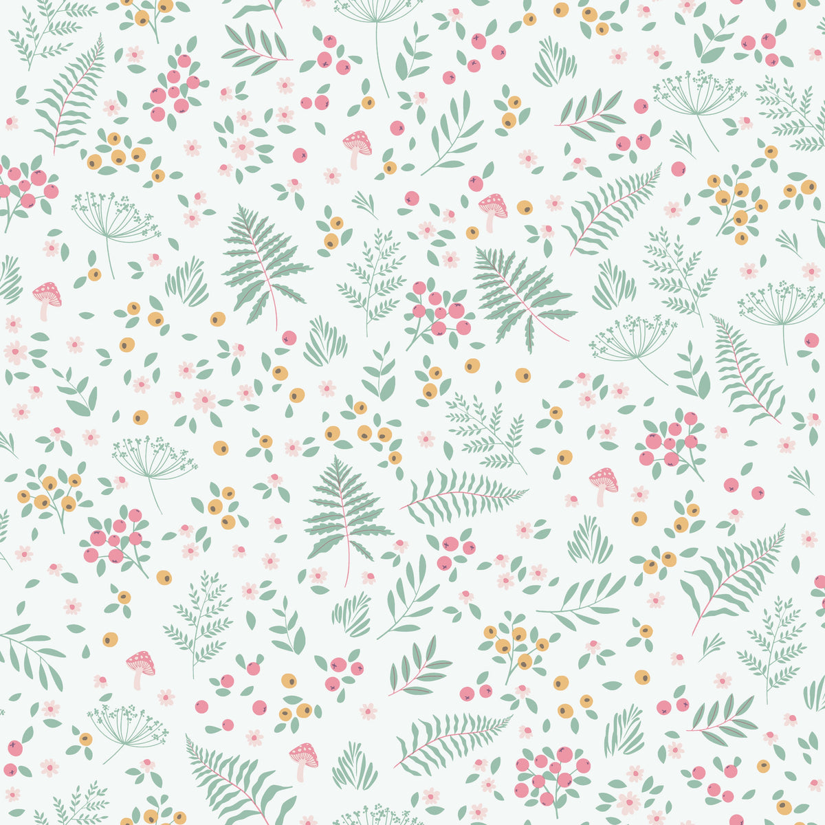 Bramble and Bloom Wallpaper - Pink pattern